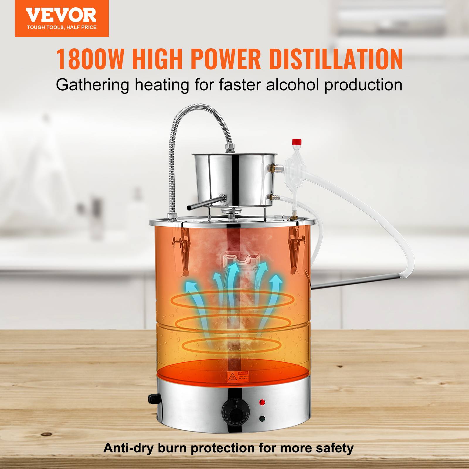 VEVOR Distillateur alambic intégré 30L inox, avec pompe, pour alcool, eau, whisky, huiles essentielles. - Image 2