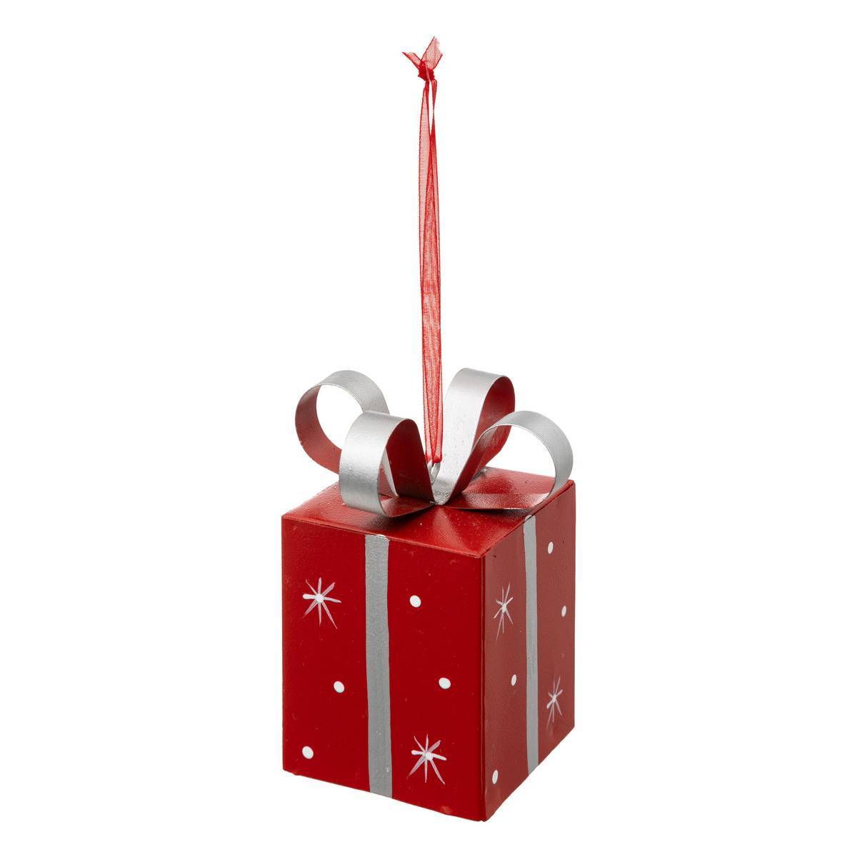 Fééric Lights & Christmas - Cagette de Noël en métal motif cadeaux rouge 8 cm - Feeric Lights & Christmas
