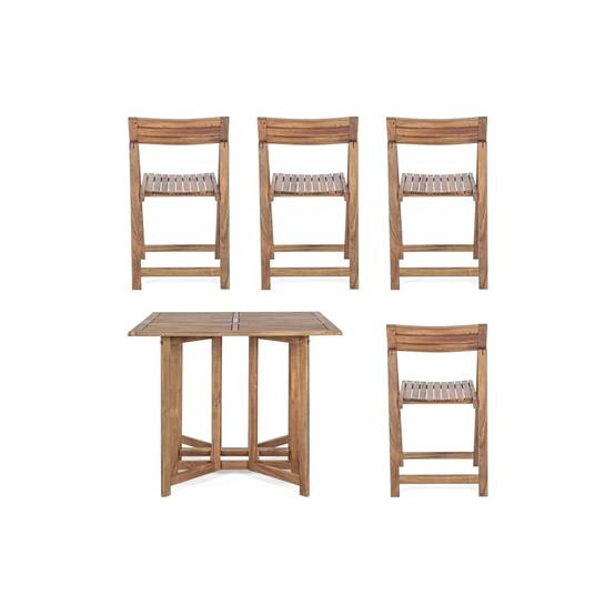 Autre - Ensemble de jardin table et 4 chaises en bois pliable - CANCALE - Image 6