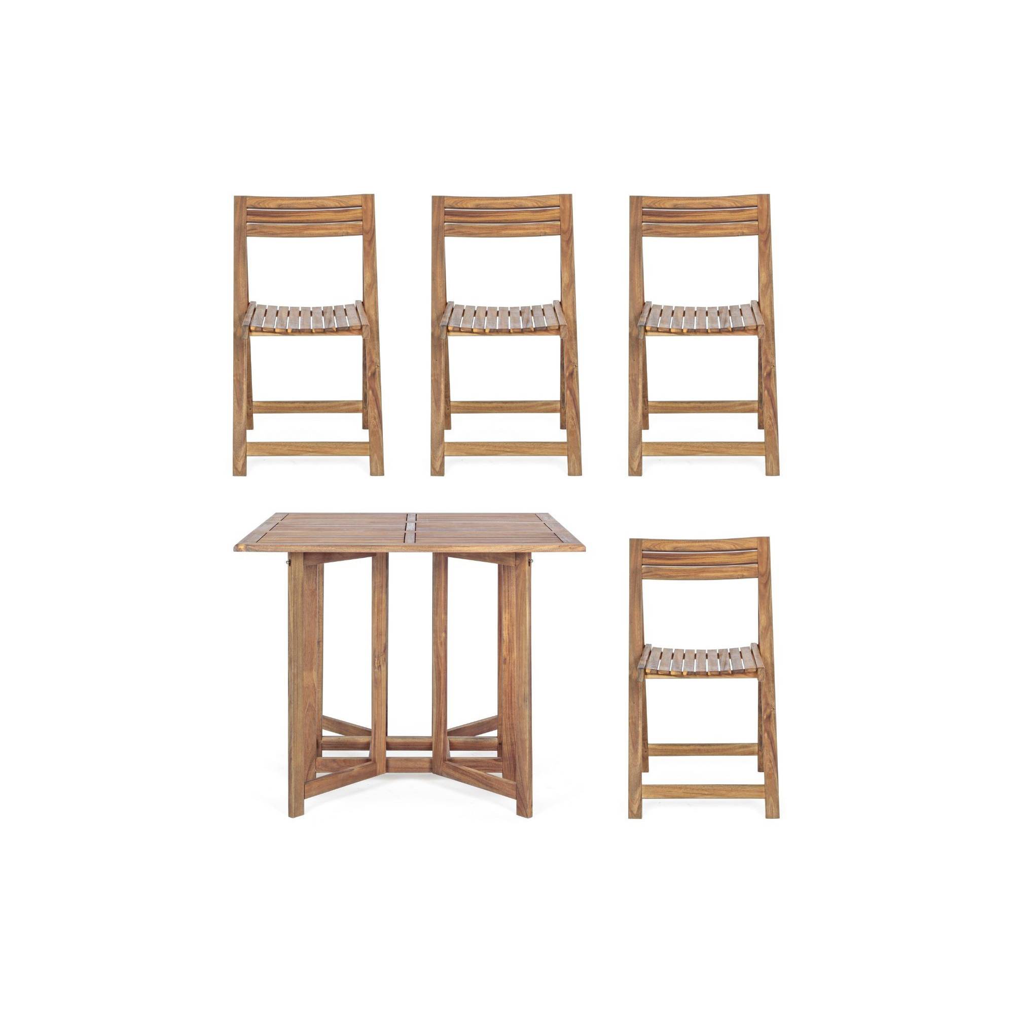 Autre - Ensemble de jardin table et 4 chaises en bois pliable - CANCALE - Image 4