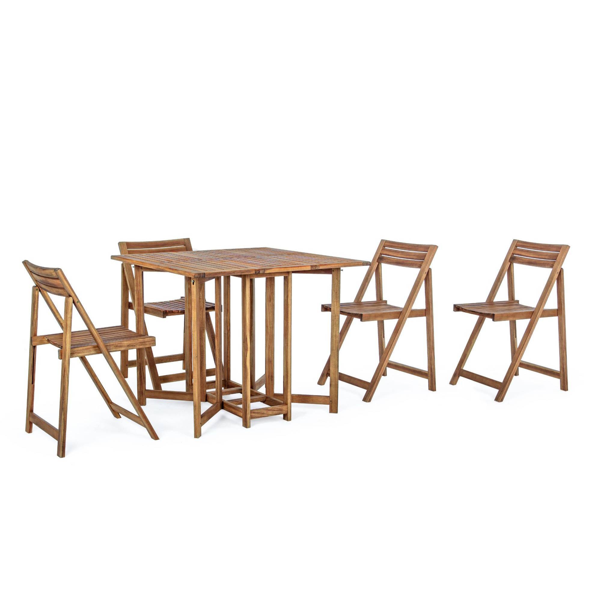 Autre - Ensemble de jardin table et 4 chaises en bois pliable - CANCALE - Image 1