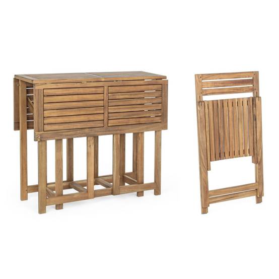 Autre - Ensemble de jardin table et 4 chaises en bois pliable - CANCALE - Image 8
