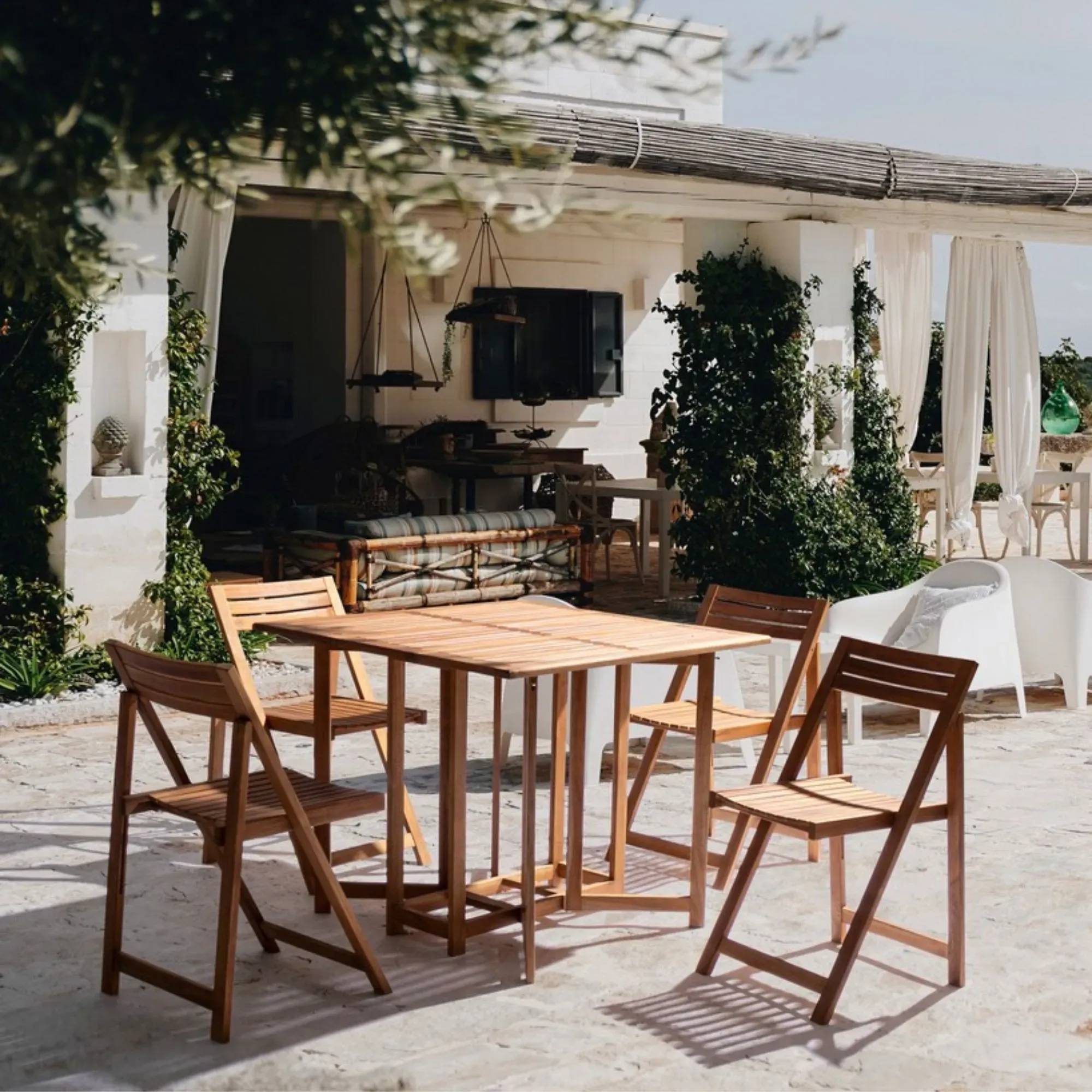 Autre - Ensemble de jardin table et 4 chaises en bois pliable - CANCALE - Image 2