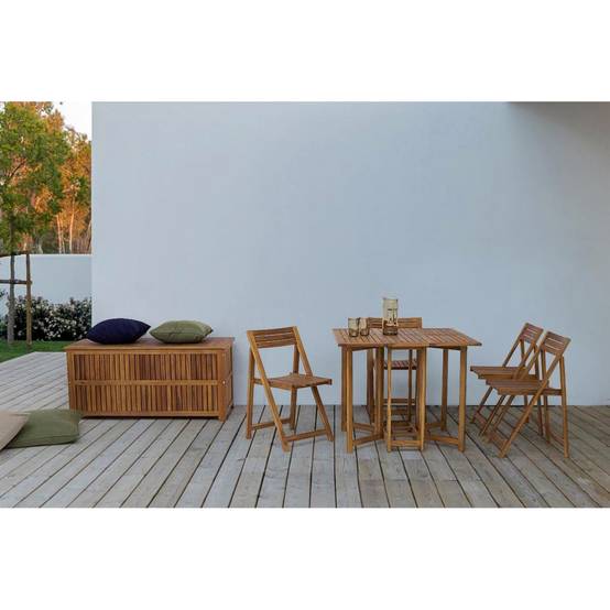 Autre - Ensemble de jardin table et 4 chaises en bois pliable - CANCALE - Image 3