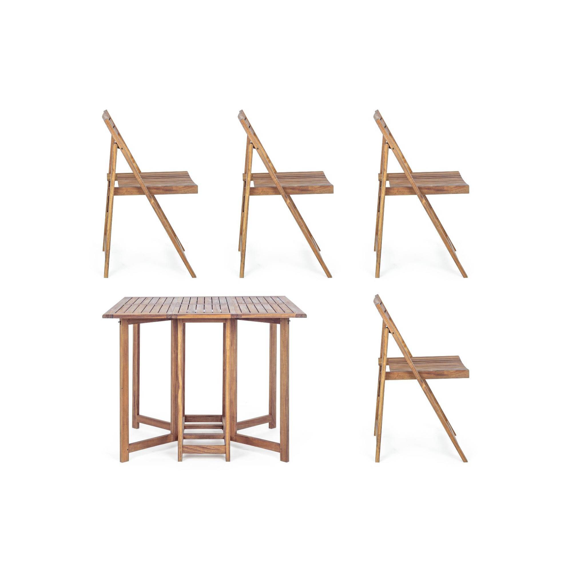 Autre - Ensemble de jardin table et 4 chaises en bois pliable - CANCALE - Image 5