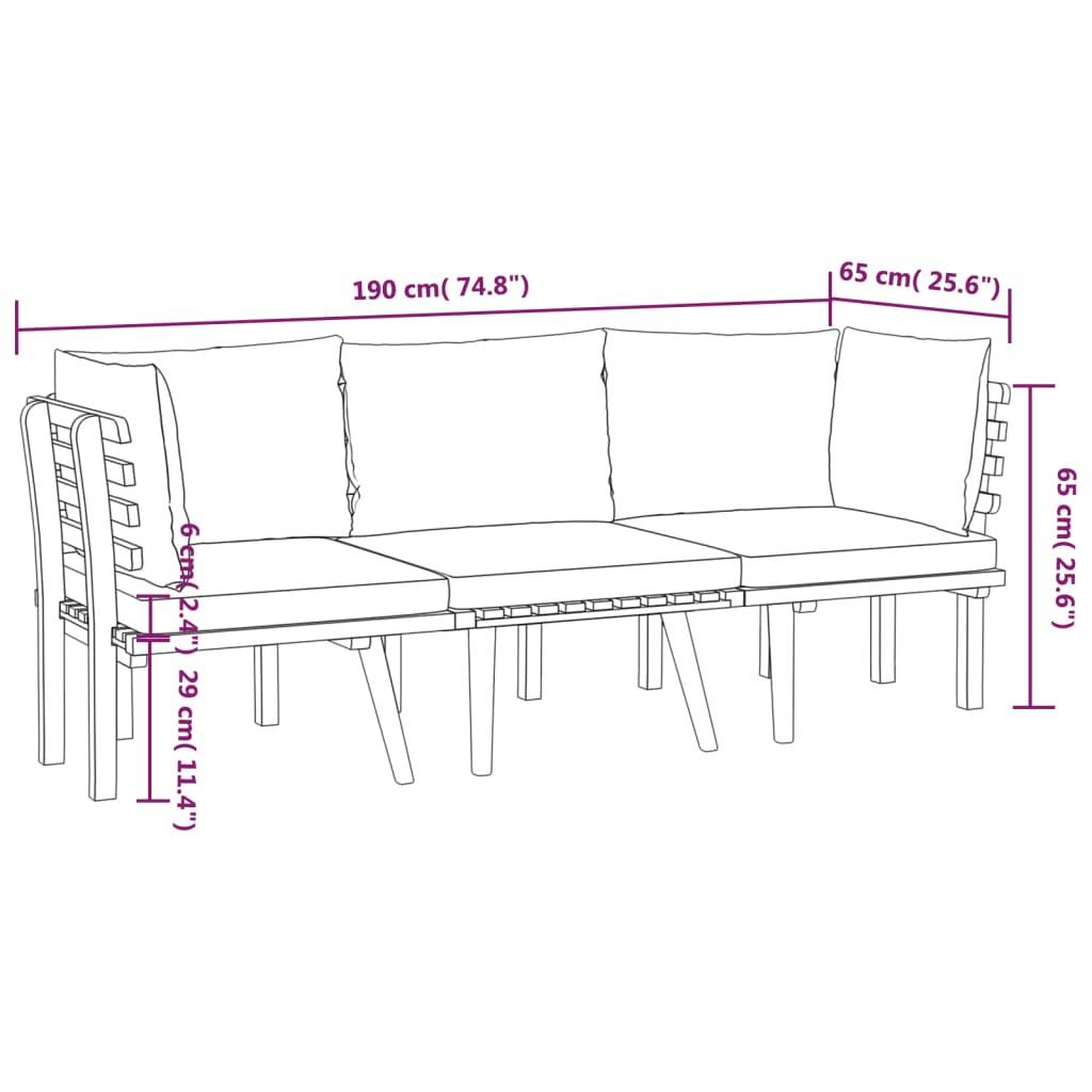 ComfortXL - Canapé de Jardin 3p Bois d'Acacia Modulable Design à Lattes Coussins Gris – ComfortXL Outdoor Living - Image 8