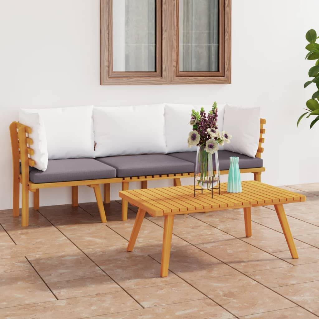 ComfortXL - Canapé de Jardin 3p Bois d'Acacia Modulable Design à Lattes Coussins Gris – ComfortXL Outdoor Living