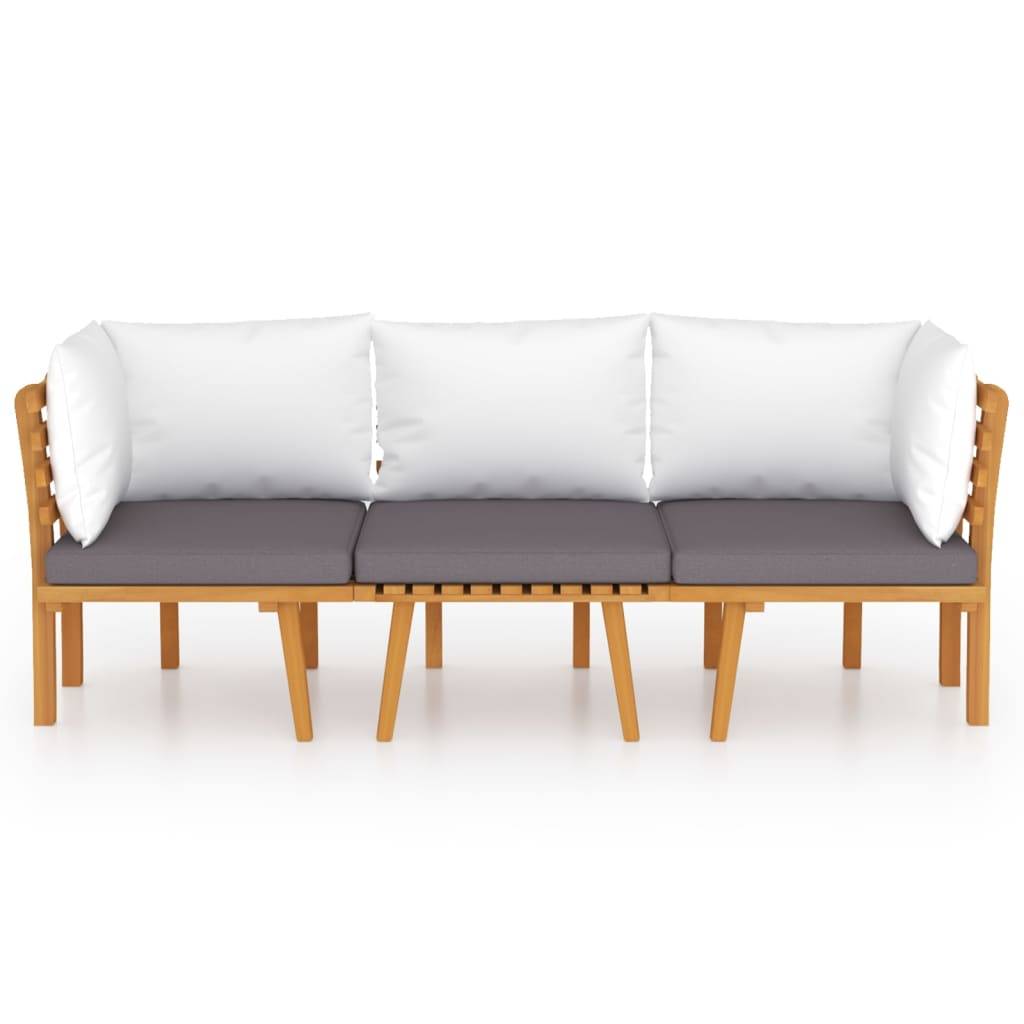ComfortXL - Canapé de Jardin 3p Bois d'Acacia Modulable Design à Lattes Coussins Gris – ComfortXL Outdoor Living - Image 3