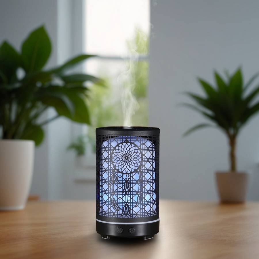Zen'Arôme Diffuseur Aromathérapie avec Télécommande Siena - Éclairage Led Personnalisable - Coque en Métal avec Motif Original - Image 2