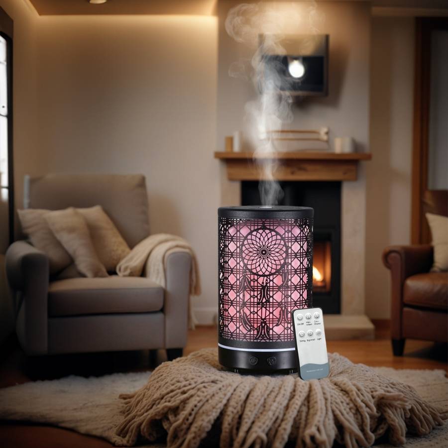 Zen'Arôme Diffuseur Aromathérapie avec Télécommande Siena - Éclairage Led Personnalisable - Coque en Métal avec Motif Original - Image 6