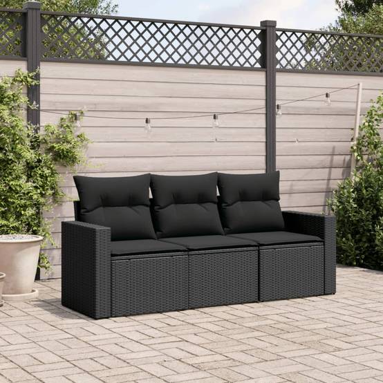 Salon de Jardin 3 Places en Résine Tressée avec Coffre de Rangement Intégré pour Balcon et Terrasse Noir – ComfortXL Outdoor Living - Image 1