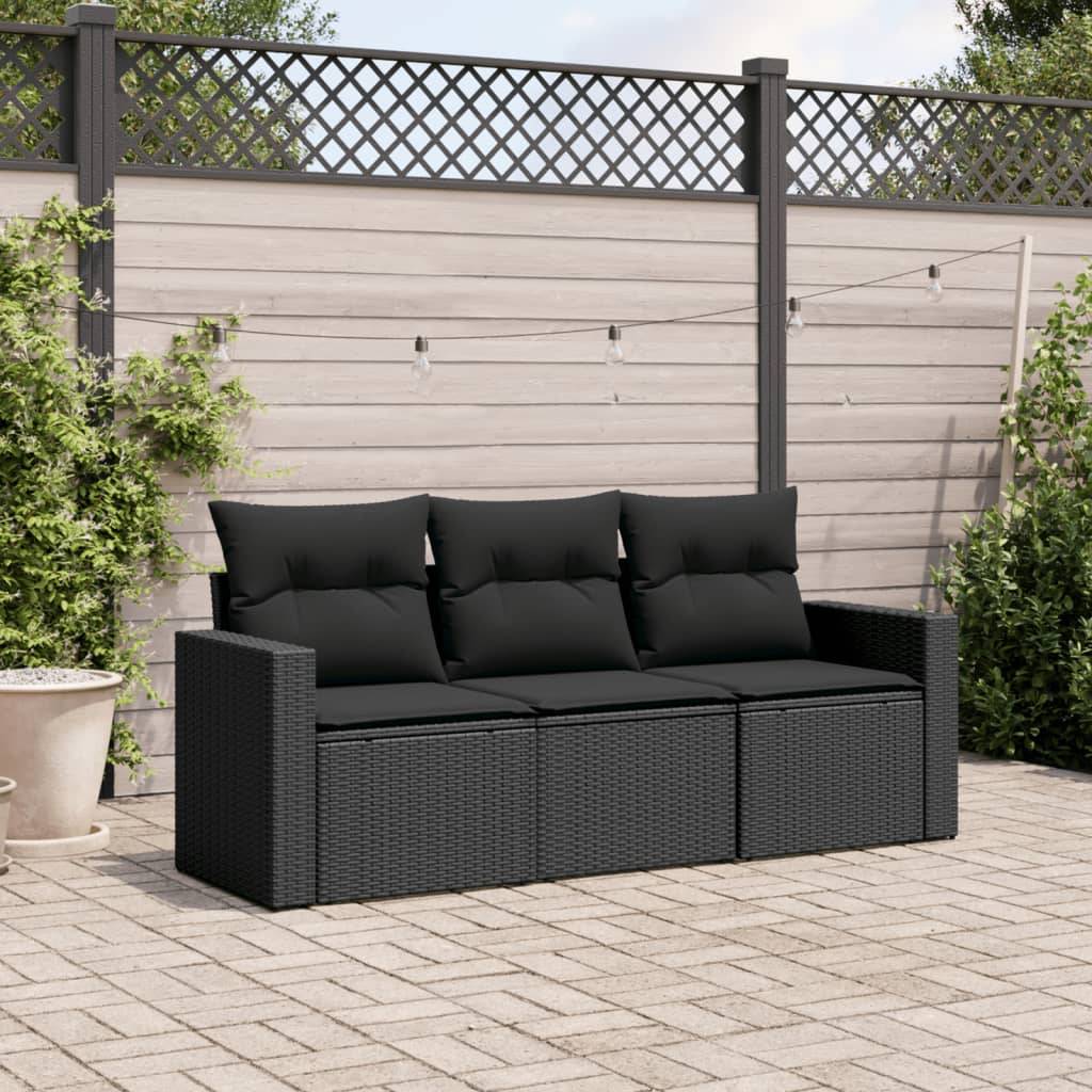 Salon de Jardin 3 Places en Résine Tressée avec Coffre de Rangement Intégré pour Balcon et Terrasse Noir – ComfortXL Outdoor Living - Image 1