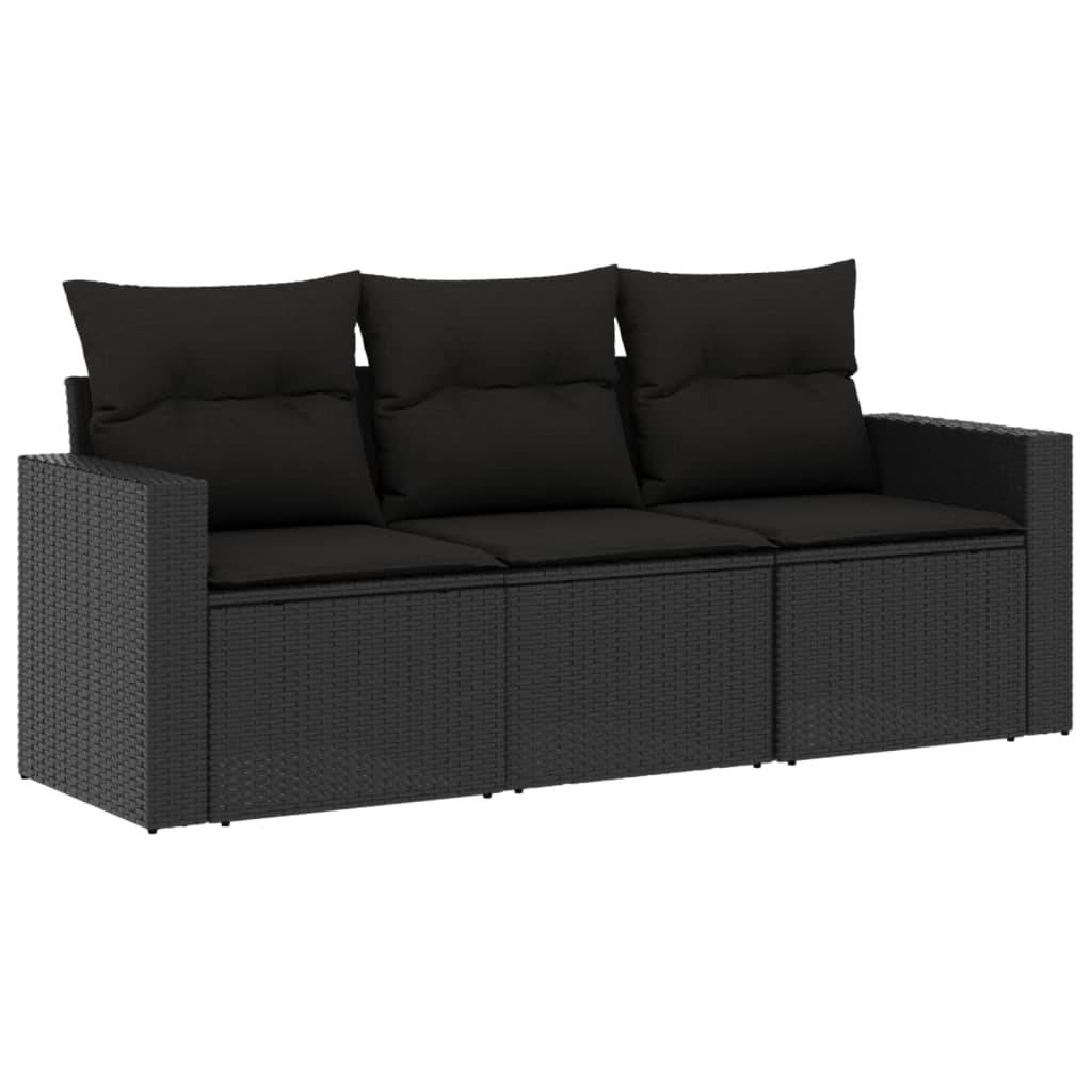Salon de Jardin 3 Places en Résine Tressée avec Coffre de Rangement Intégré pour Balcon et Terrasse Noir – ComfortXL Outdoor Living - Image 2