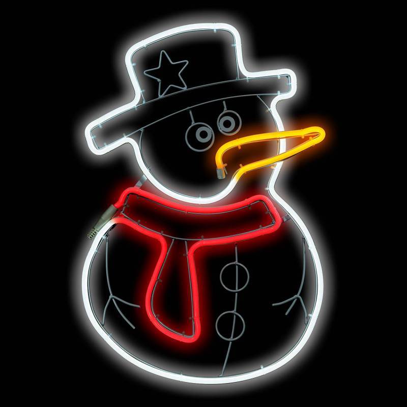 Lotti - Bonhomme de Neige IP44 Néon LED double face blanc froid Orange et rouge Lotti - Image 1