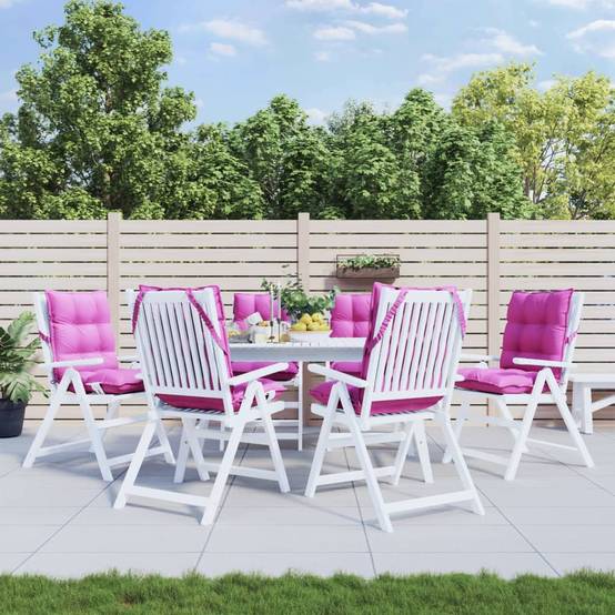 Lot de 6 Coussins Fauteuil de Jardin Dossier Bas Tissu Oxford Confortable Rose 100x50x7cm – ComfortXL Outdoor Living - Image 1