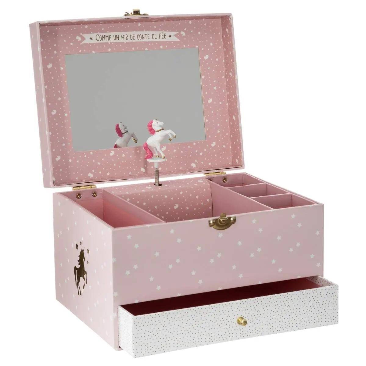 Boîte à Bijoux Musicale "Licorne" 21cm Rose - Image 2