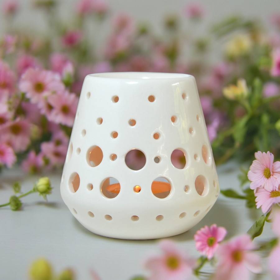 Diffuseur Huile Essentielle et Parfum Maison –Bougeoir Aromathérapie-Céramique Blanche-Photophore, Haut: 9cm - Zen'Arôme - Image 2