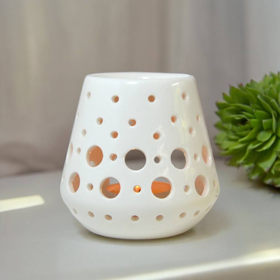 Diffuseur Huile Essentielle et Parfum Maison –Bougeoir Aromathérapie-Céramique Blanche-Photophore, Haut: 9cm - Zen'Arôme - Image 7