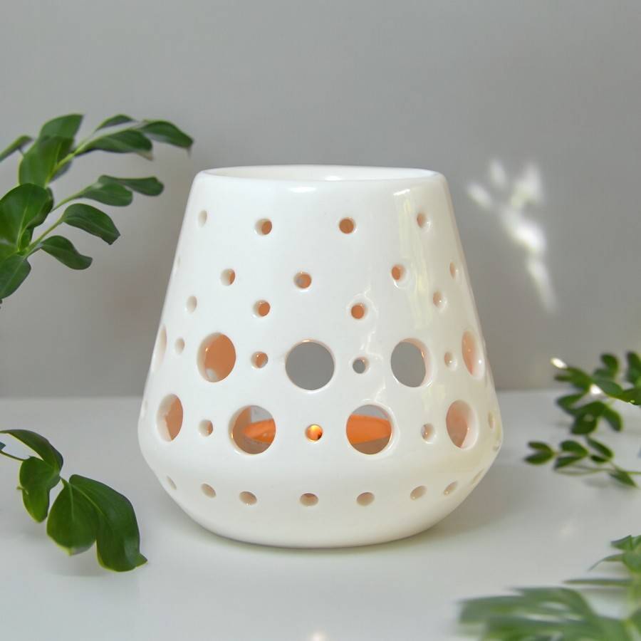 Diffuseur Huile Essentielle et Parfum Maison –Bougeoir Aromathérapie-Céramique Blanche-Photophore, Haut: 9cm - Zen'Arôme - Image 1