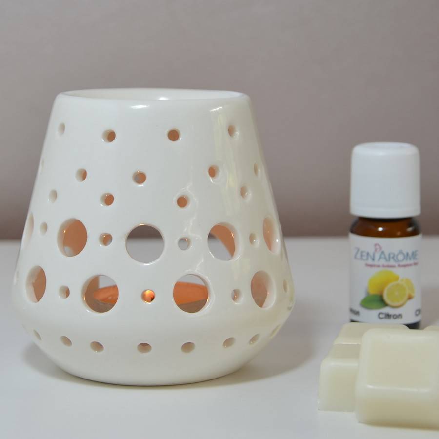 Diffuseur Huile Essentielle et Parfum Maison –Bougeoir Aromathérapie-Céramique Blanche-Photophore, Haut: 9cm - Zen'Arôme - Image 5