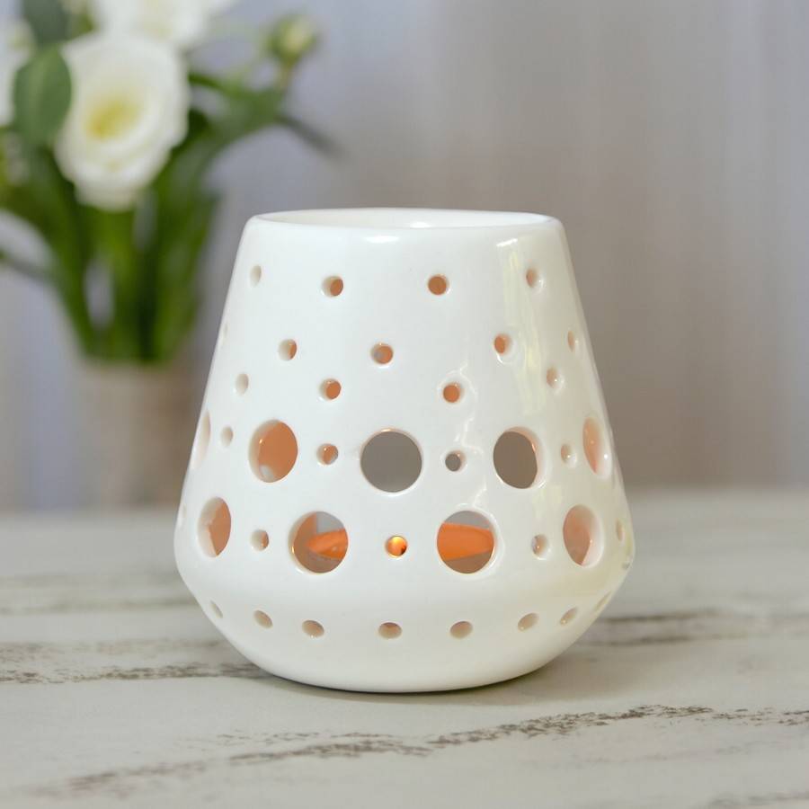 Diffuseur Huile Essentielle et Parfum Maison –Bougeoir Aromathérapie-Céramique Blanche-Photophore, Haut: 9cm - Zen'Arôme - Image 3