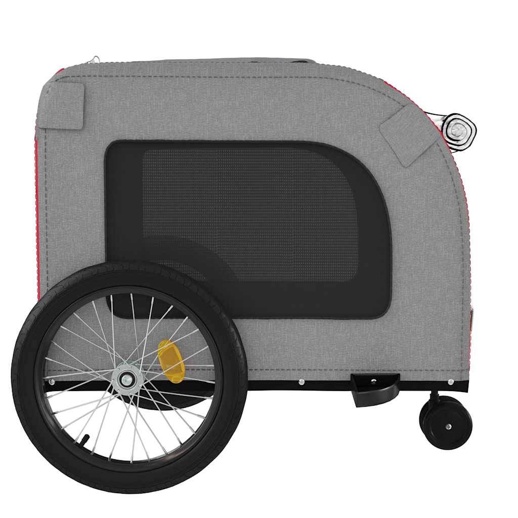 Remorque de vélo pour animaux fer et tissu rouge et gris 68 x 134 x 73 cm - PANGIVO - Image 7