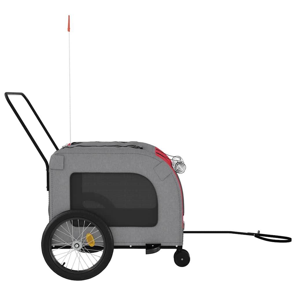 Remorque de vélo pour animaux fer et tissu rouge et gris 68 x 134 x 73 cm - PANGIVO - Image 6