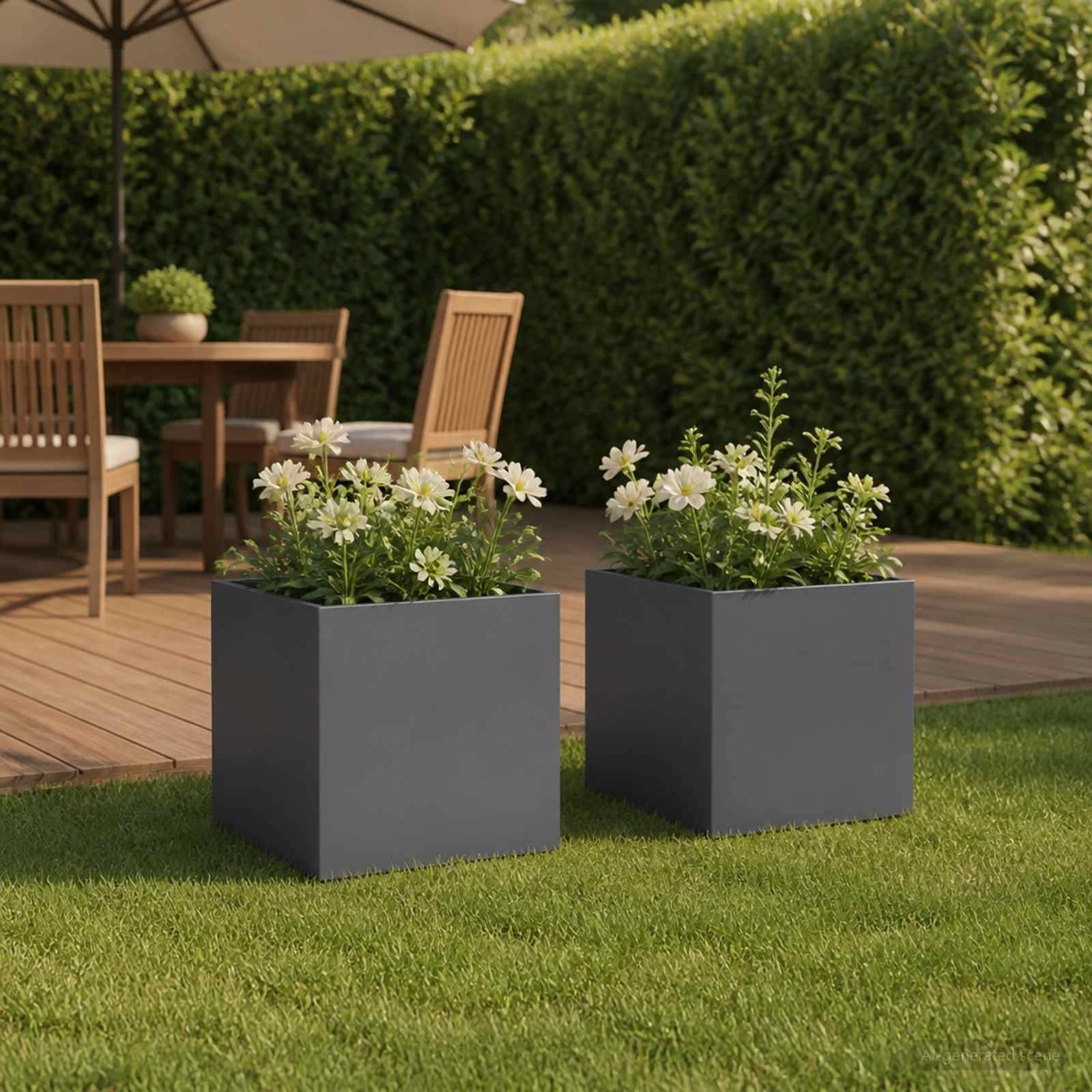 Vidaxl - Cache-pot de jardin 2 pc Anthracite 45 x 45 x 45 cm vidaXL 8004971 - Image 1