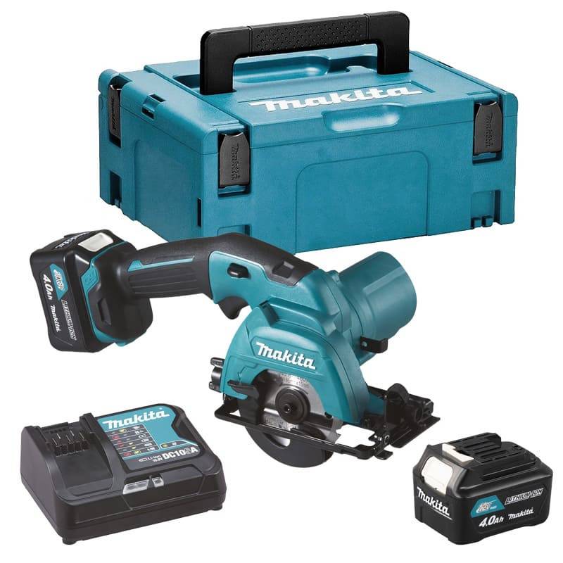 Scie circulaire 10.8V CXT Ø85 mm - MAKITA - avec 2 batteries 12V 4.0Ah - chargeur - MakPac - HS301DSMJ - Image 1