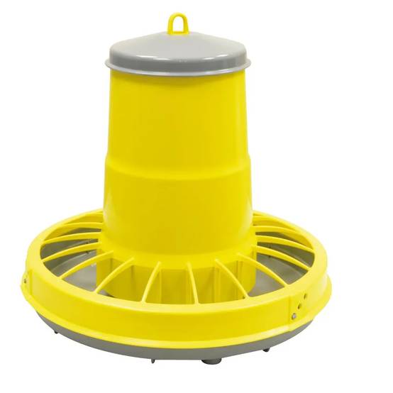 Mangeoire trémie plastique volaille cylindrique jaune 10 kg River Systems - Image 1