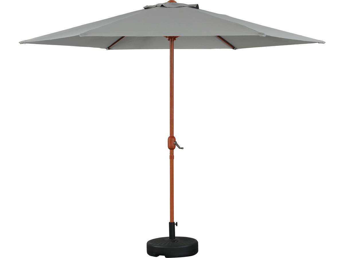 Habitat Et Jardin - Parasol Jardin Droit Alu Finition Bois "luz" - Rond - ø 3m - Gris - Avec Pied à Lester -habitat Et Jardin - Image 1