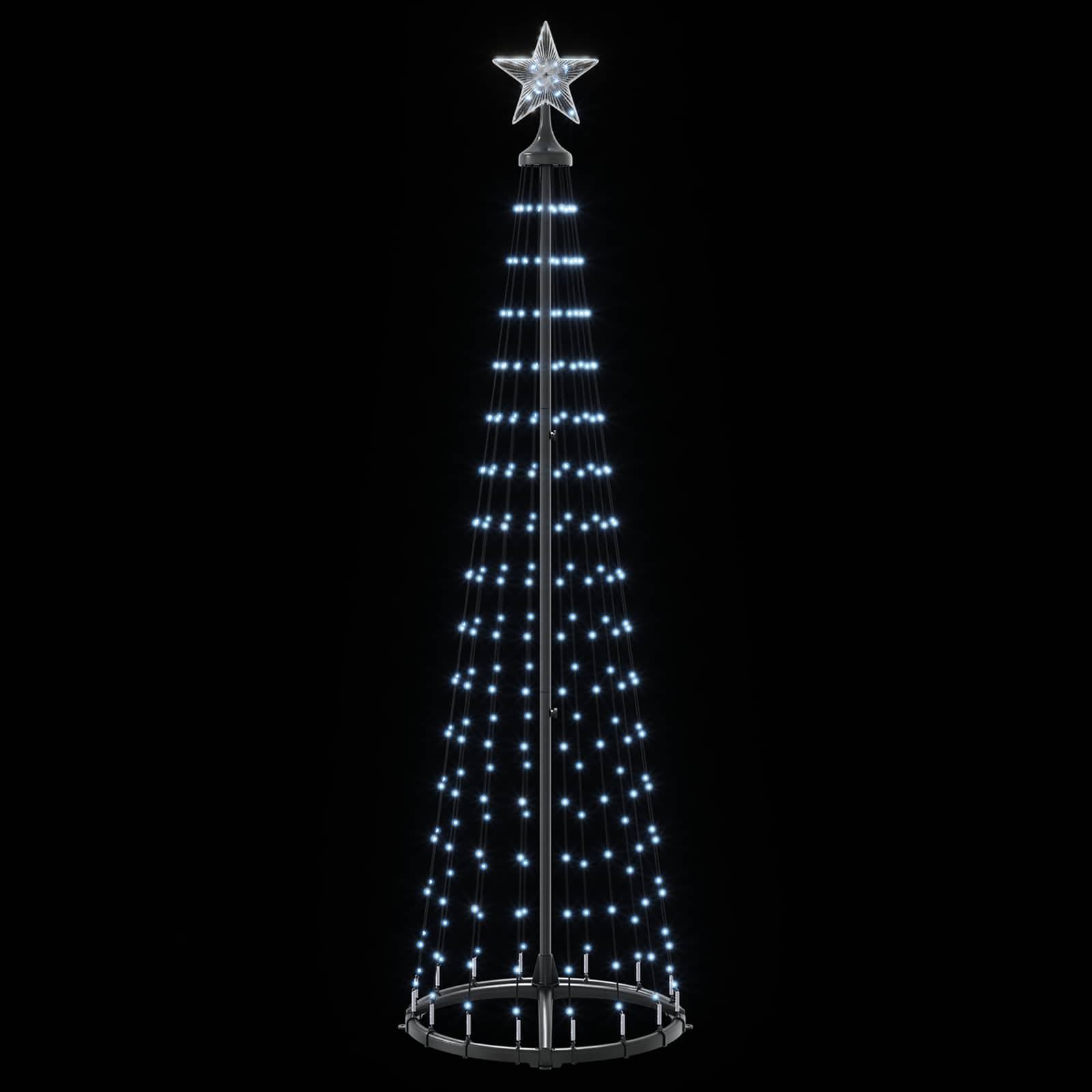Vidaxl - Sapin cône lumineux LED 180 cm 250 LED Blanc froid Acier Blanc vidaXL 42050808 - Image 5