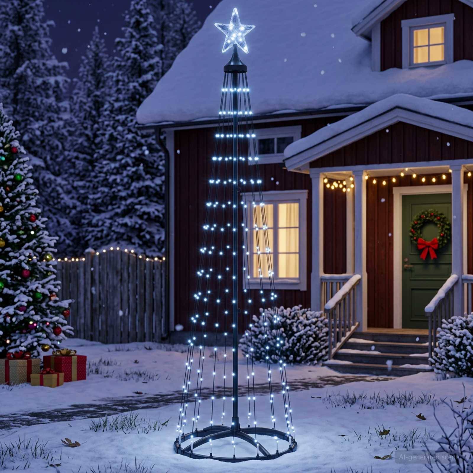 Vidaxl - Sapin cône lumineux LED 180 cm 250 LED Blanc froid Acier Blanc vidaXL 42050808 - Image 1