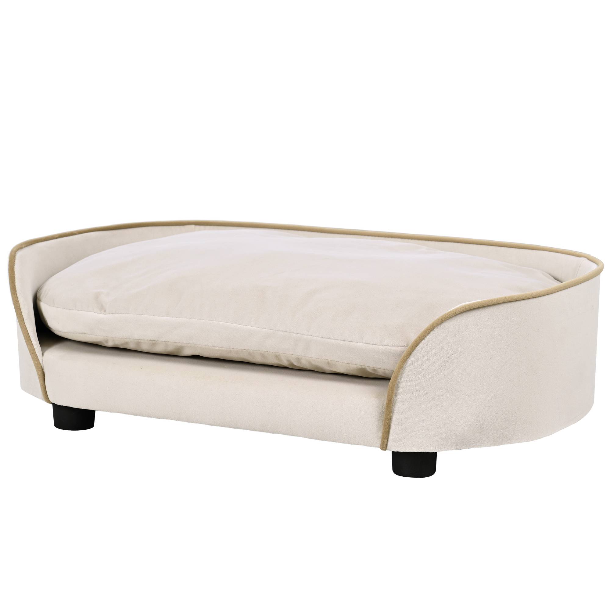 Canapé pour chien canapé pour animal de compagnie avec coussin amovible et housse lavable 66 x 43 x 19,5 cm beige - Image 2