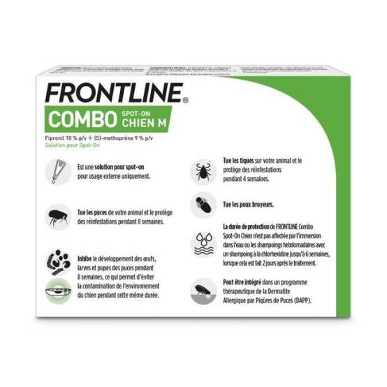 Frontline - FRONTLINE 6 Pipettes Combo Chien M - 10 a 20 kg - Puces tiques et poux - Image 2