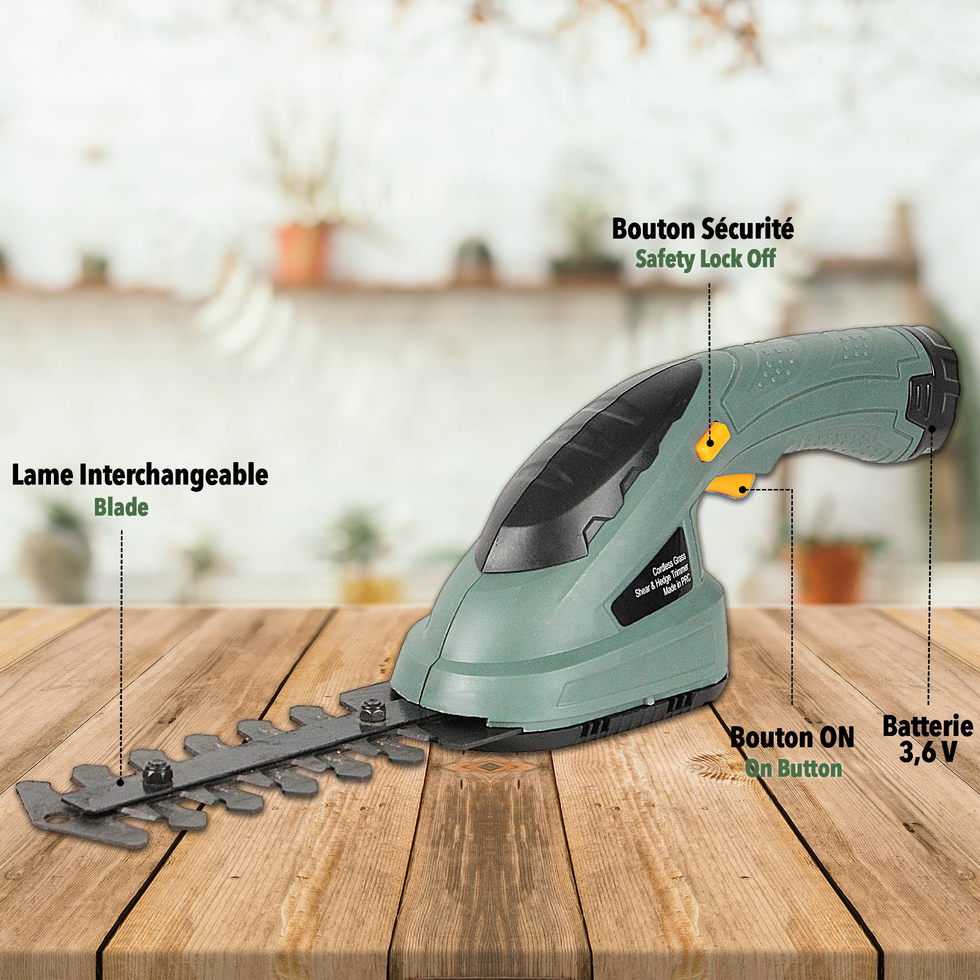 Fishtec - Coupe-bordure taille-haie sans fil 2 en 1 FISHTEC télescopique lames 10 et 17 cm - Image 6