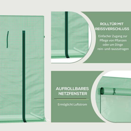 Serre de jardin acier terrasse protection hiver 200x76x168cm vert - ComfortXL Outdoor Living - Image 7