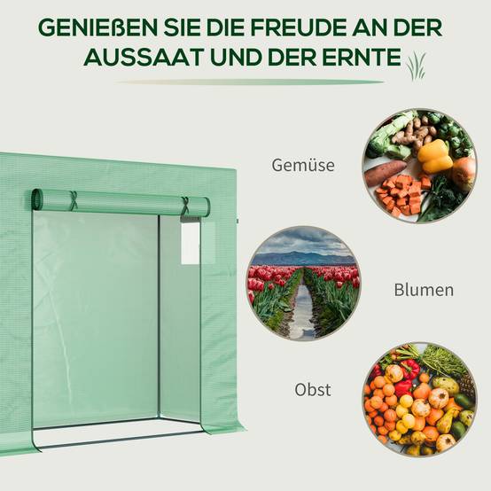 Serre de jardin acier terrasse protection hiver 200x76x168cm vert - ComfortXL Outdoor Living - Image 9