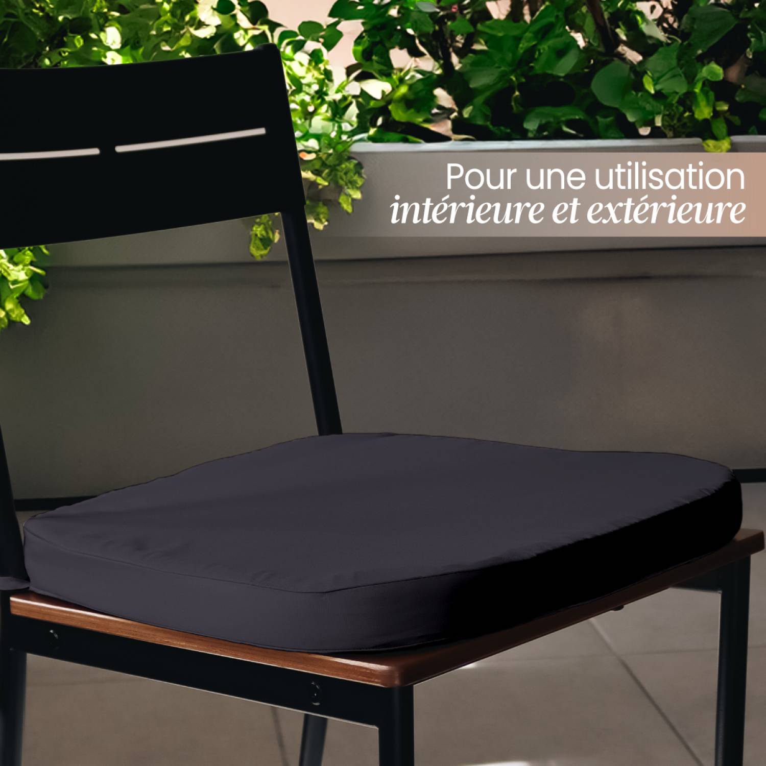 Linxor - Lot de 4 galettes, coussins déhoussables pour chaise - Gris foncé - Linxor - Image 4