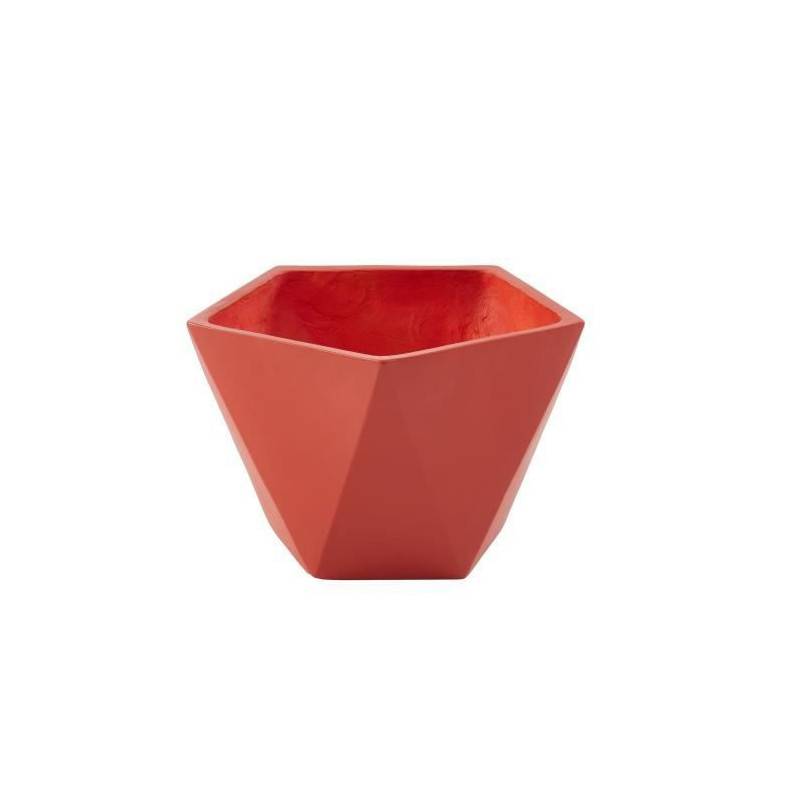 Beau Rivage - Pot Geometrique En Fibre De Verre - 50 X 30 Cm - Rose Corail - Image 1