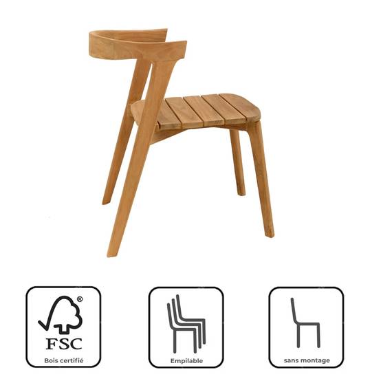 Chaise de jardin en teck massif Rumba - TECK'Attitude - Image 8
