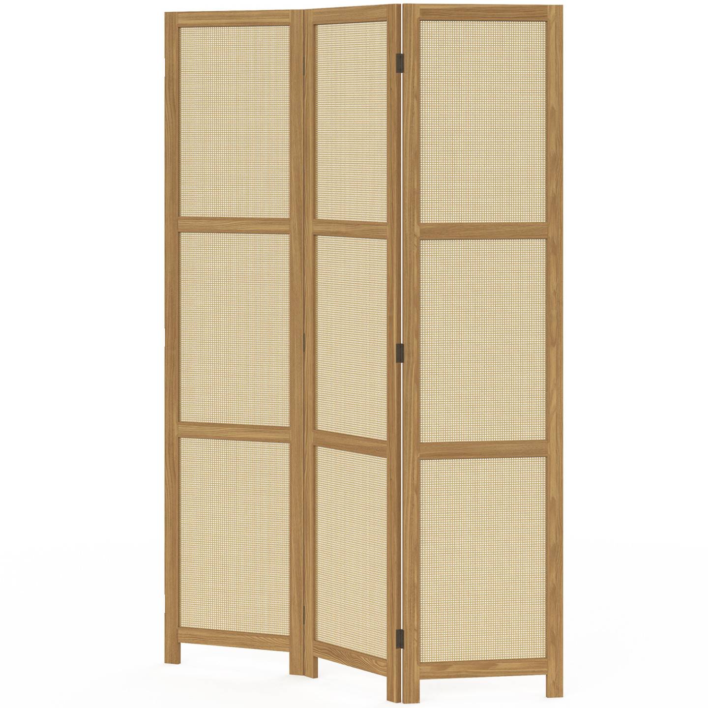 IDMARKET - Paravent intérieur HANAE effet naturel cannage - Image 7