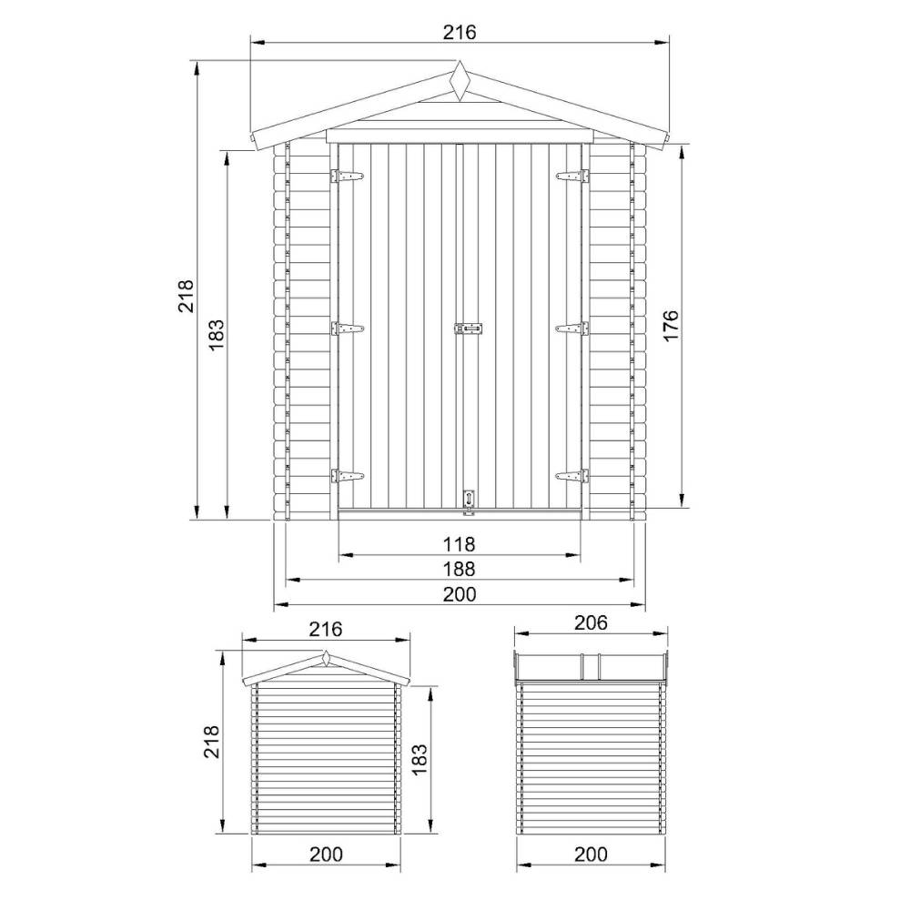 Timbela - Abri de Jardin en Bois - 206x216xH218 cm / 3,53 m² - 19 mm d’épaisseur - Timbela M311C1 - Image 5