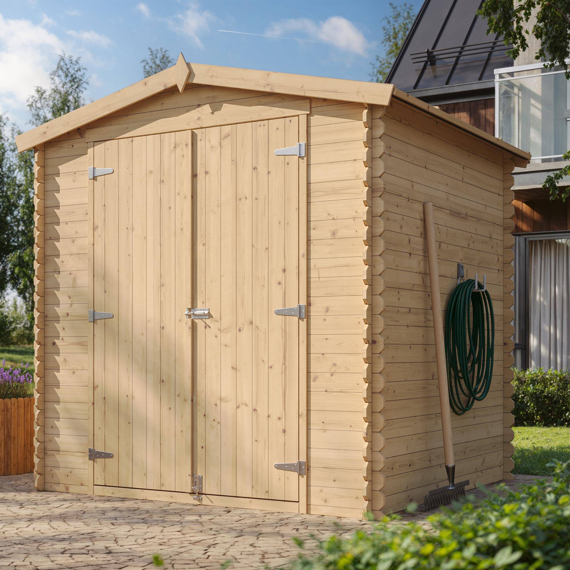 Timbela - Abri de Jardin en Bois - 206x216xH218 cm / 3,53 m² - 19 mm d’épaisseur - Timbela M311C1 - Image 1