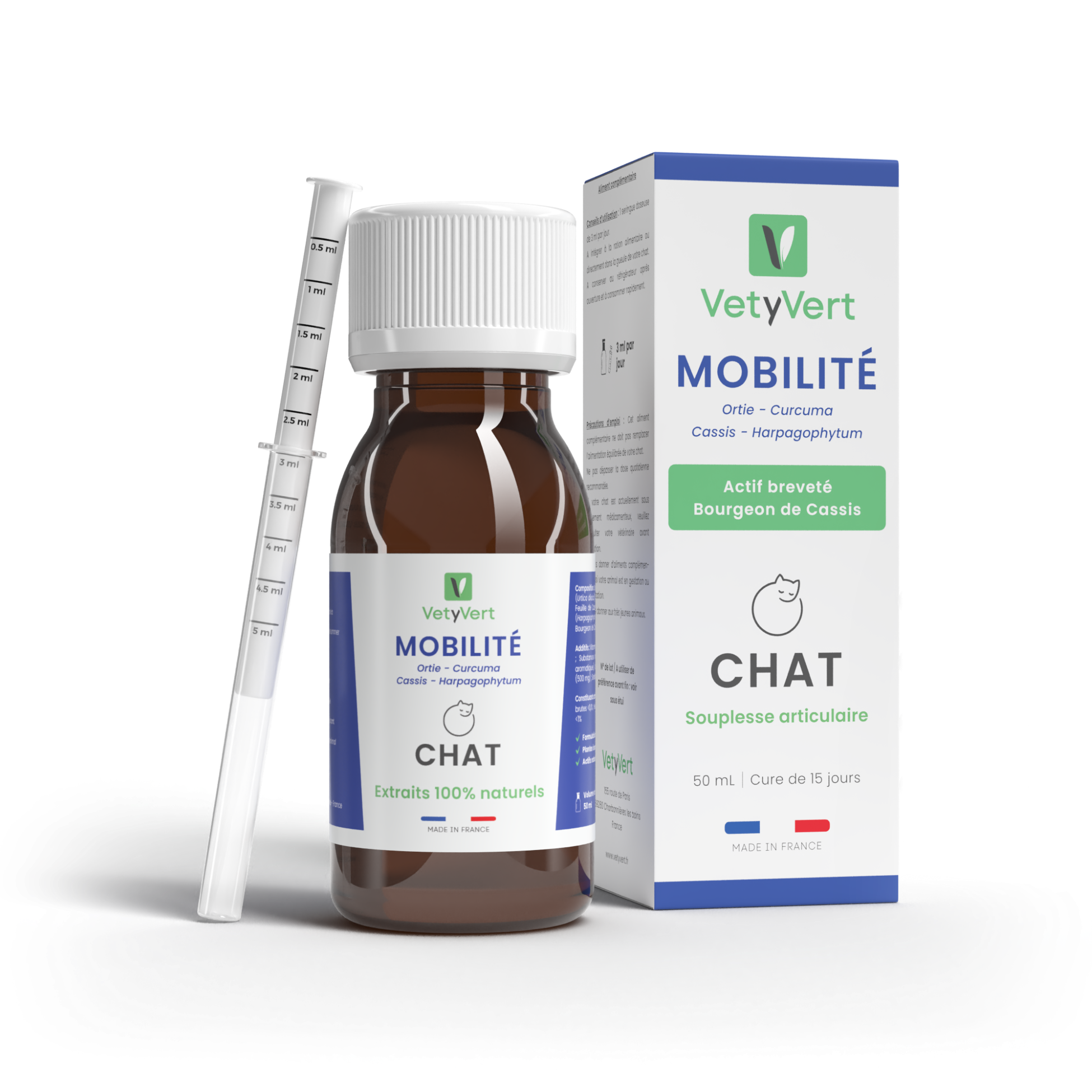 Complément alimentaire vétérinaire - Mobilité (articulations) chat 50 mL - VetyVert - Image 1