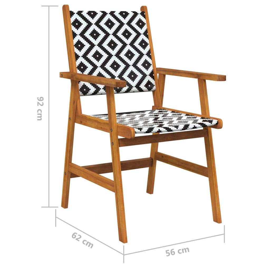Chaises de jardin bois d'acacia et polyrotin naturel 56 x 62 x 92 cm - PANGIVO - Image 8
