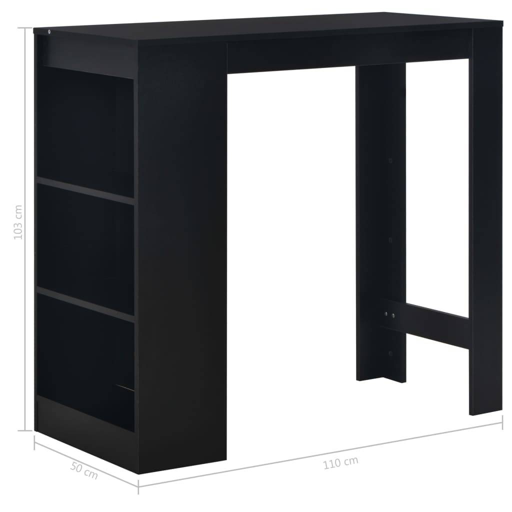 Helloshop26 - Table haute mange debout bar bistrot avec étagère noir 110 cm - Image 6
