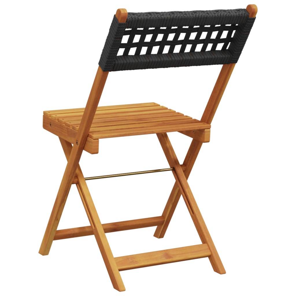 Chaises de jardin pliantes poly rotin bois massif noir 41 x 52.5 x 80 cm (lot de 4) - PANGIVO - Image 6