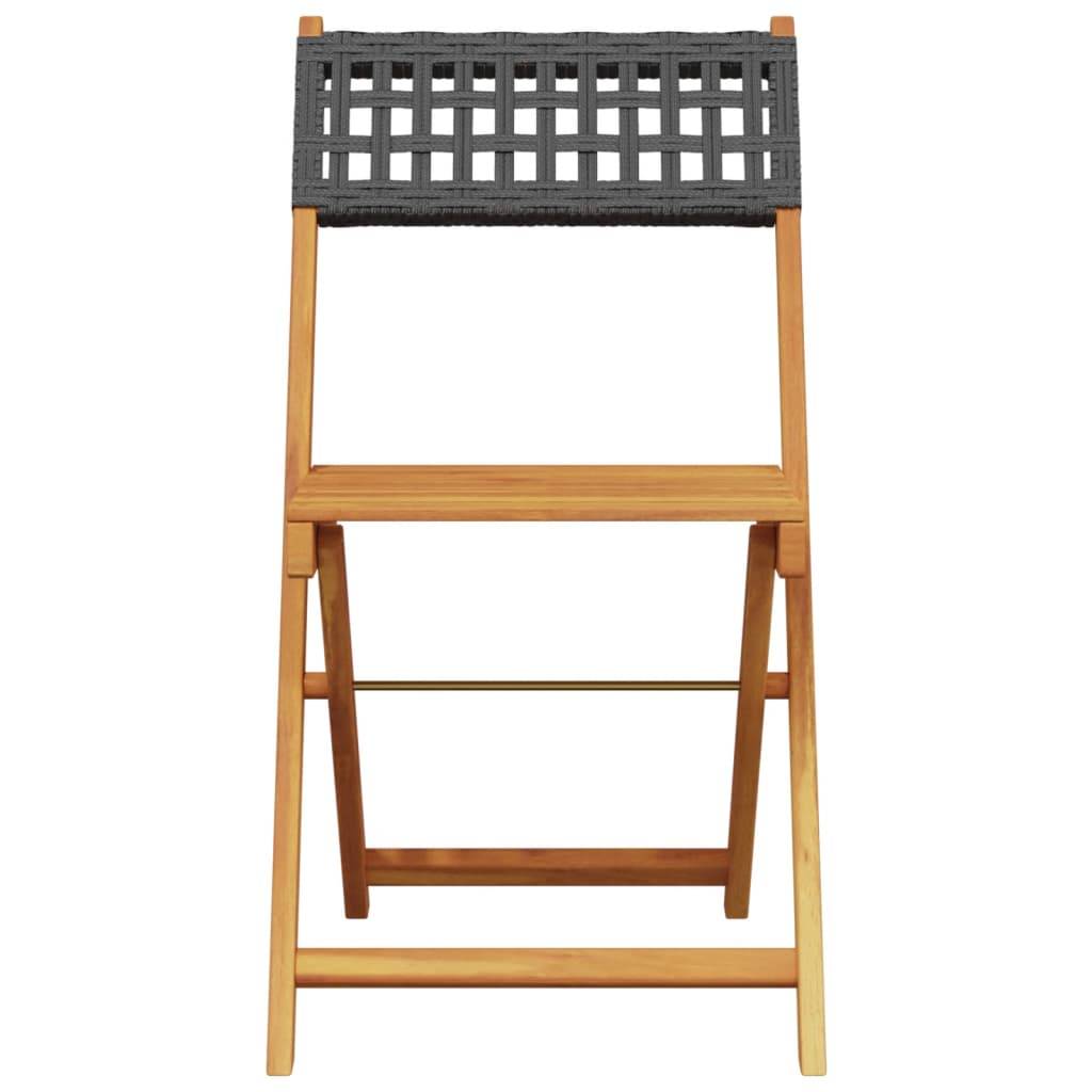 Chaises de jardin pliantes poly rotin bois massif noir 41 x 52.5 x 80 cm (lot de 4) - PANGIVO - Image 4