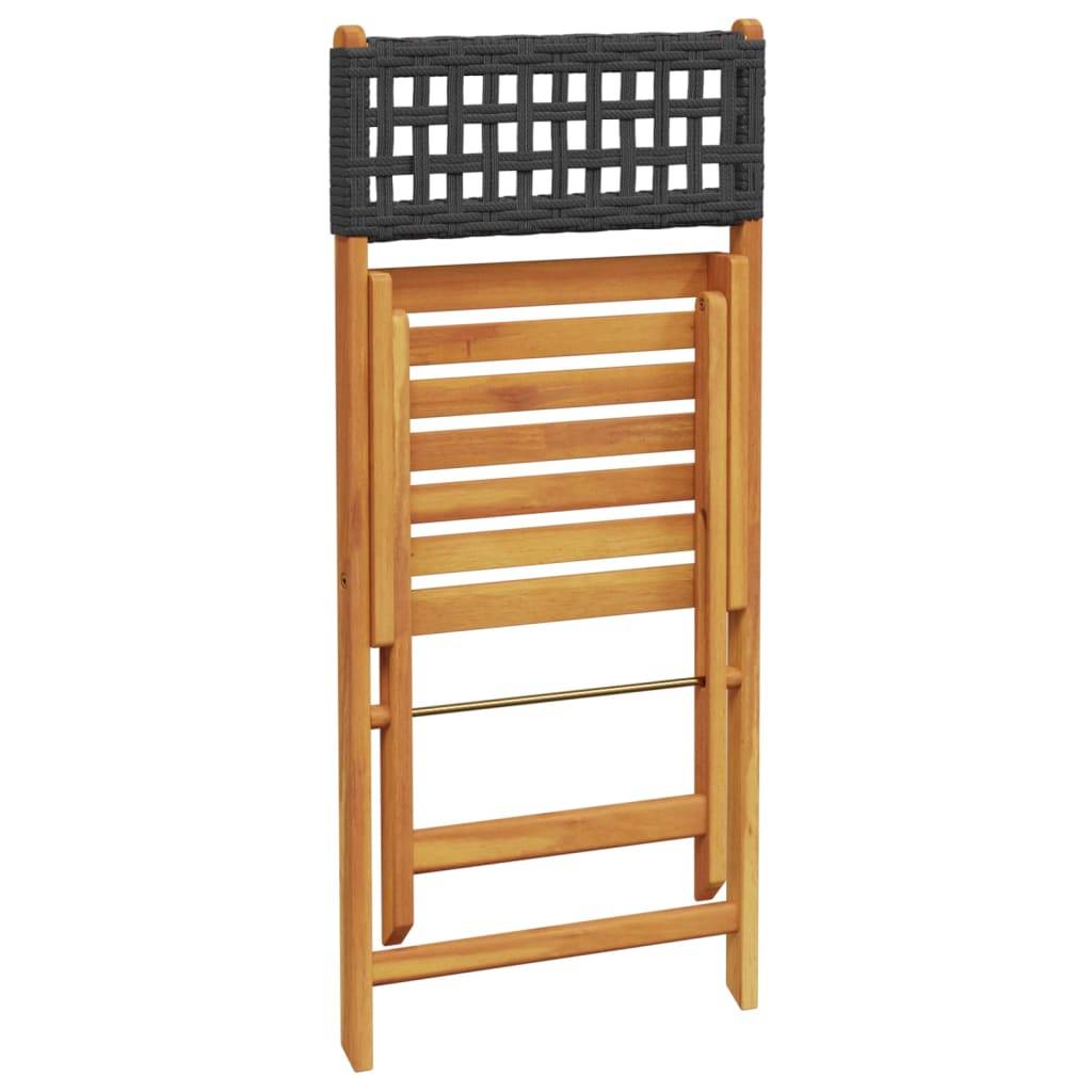 Chaises de jardin pliantes poly rotin bois massif noir 41 x 52.5 x 80 cm (lot de 4) - PANGIVO - Image 7